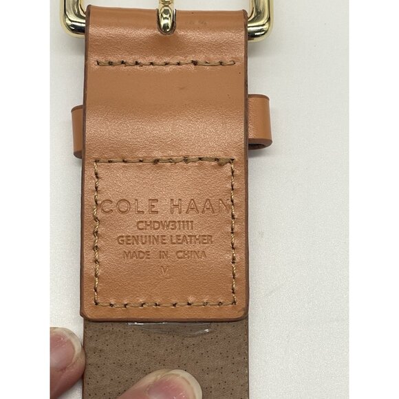 Cole Haan Perforated Leather Belt Tan Brown Size 36 Career Party Casual NEW - Picture 4 of 4